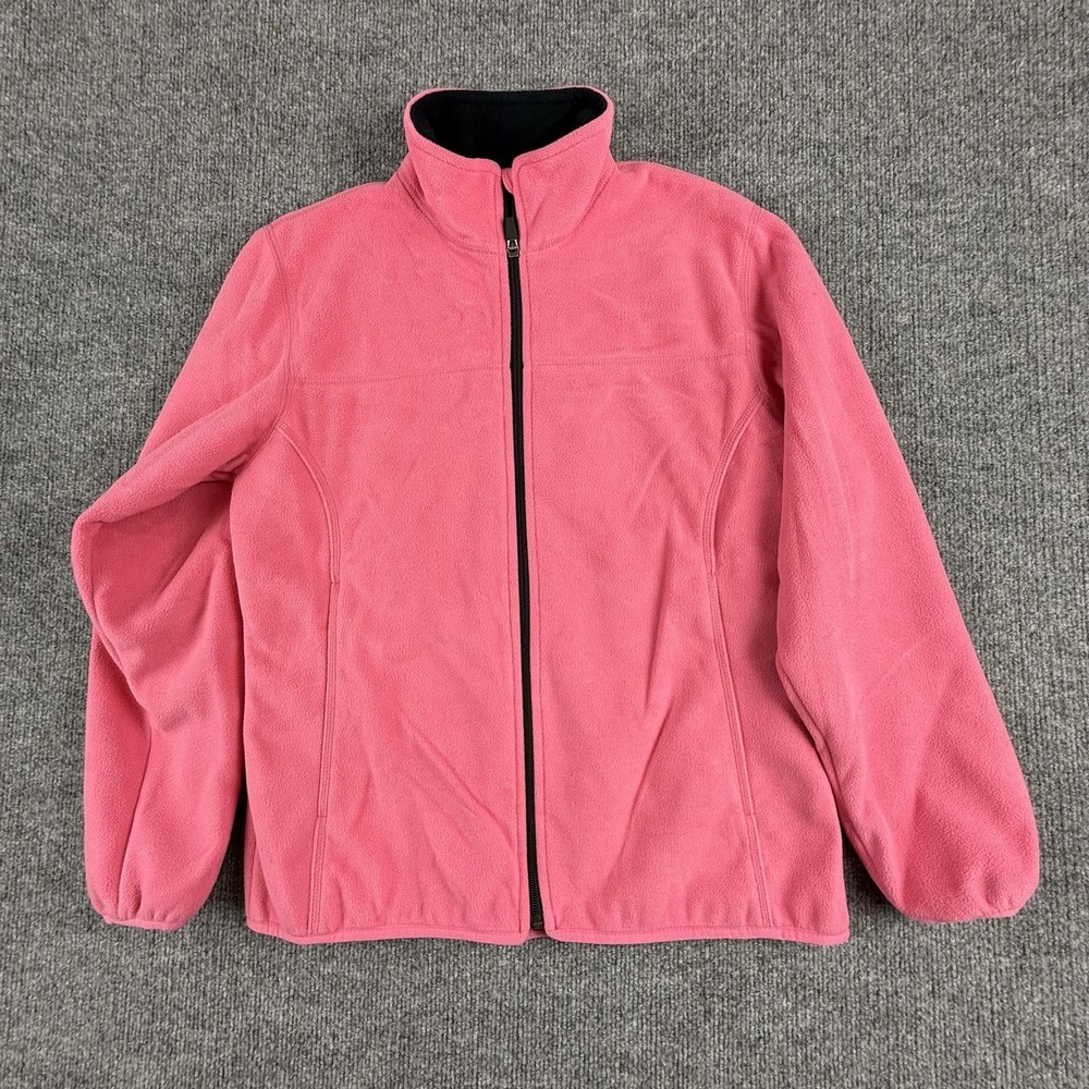 VTG Lands' End Fleece Jacket Women S 6-8 Pink Warm Full Zip Stand Collar Pockets